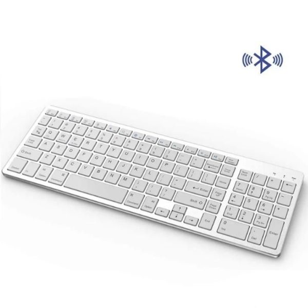 Ultra Slim Full-Size Wireless Bluetooth Keyboard – Long Battery, Silent Typing for Mac/iOS