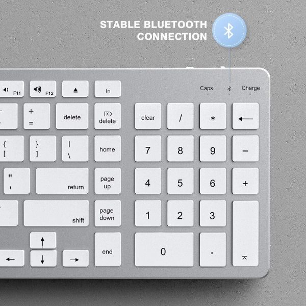 Ultra Slim Full-Size Wireless Bluetooth Keyboard – Long Battery, Silent Typing for Mac/iOS - Image 3