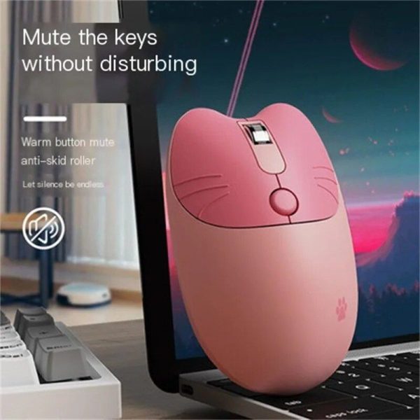 Pink Kawaii Silent Wireless Mouse - Cute Optical Gaming Mice for Laptops and PCs - Image 3