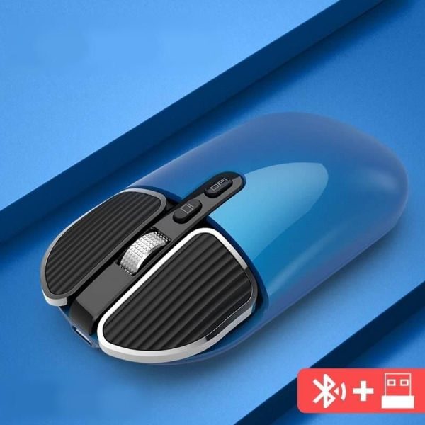 Wireless Dual-Mode Bluetooth 5.1 & 2.4G Optical Mouse - Rechargeable USB Interface for Multiple Devices