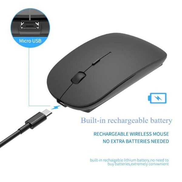 Ultra-Slim 1600DPI Silent Wireless Mouse - Rechargeable & Mute for All Devices - Image 5