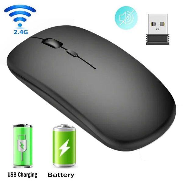 Ultra-Slim 1600DPI Silent Wireless Mouse - Rechargeable & Mute for All Devices - Image 2