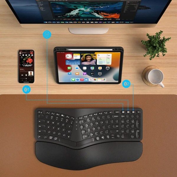 Ergonomic Split Wireless Keyboard with Backlight and Wrist Rest - Image 3