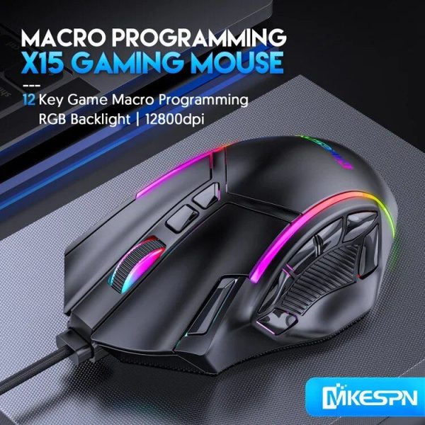 Ultimate Precision Wired Gaming Mouse - 12800 DPI, 12 Programmable Buttons, RGB Lighting - Image 3