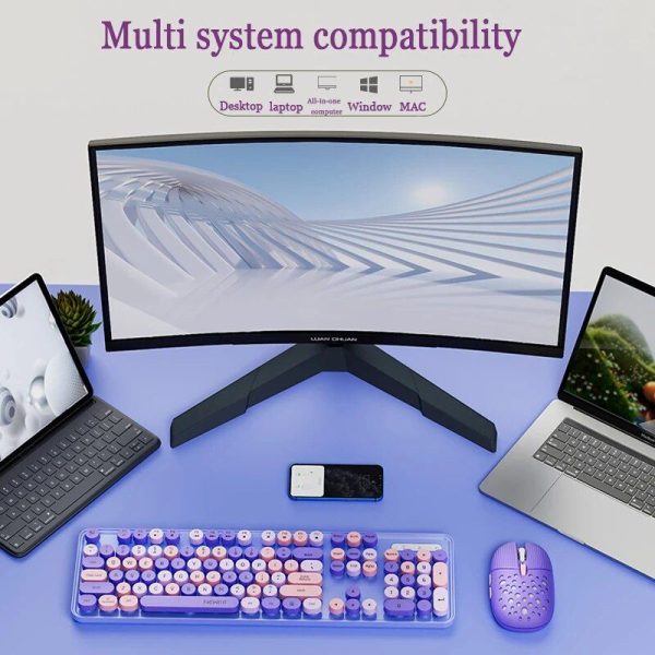 Wireless Vintage Punk Gaming Keyboard & Mouse Combo - Ergonomic Design with Multimedia Keys - Image 6