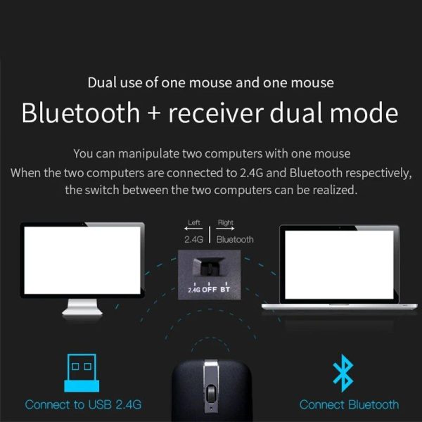 Ultra-Thin 1600 DPI Wireless Bluetooth Mouse - Rechargeable & Silent for Universal Compatibility - Image 3