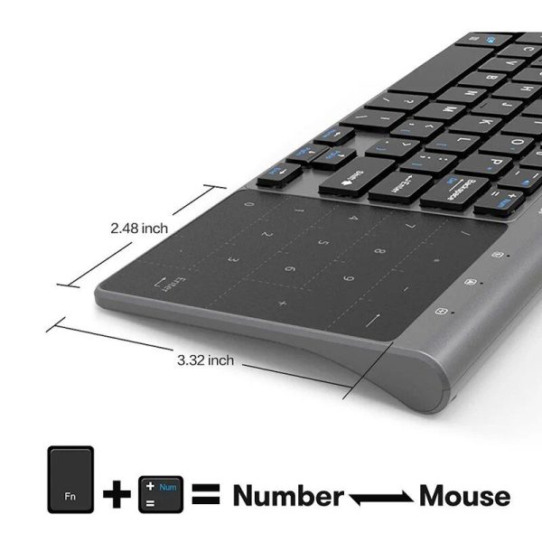 Compact Wireless Keyboard with Touchpad & Numeric Keypad for Multi-Device Control - Image 5