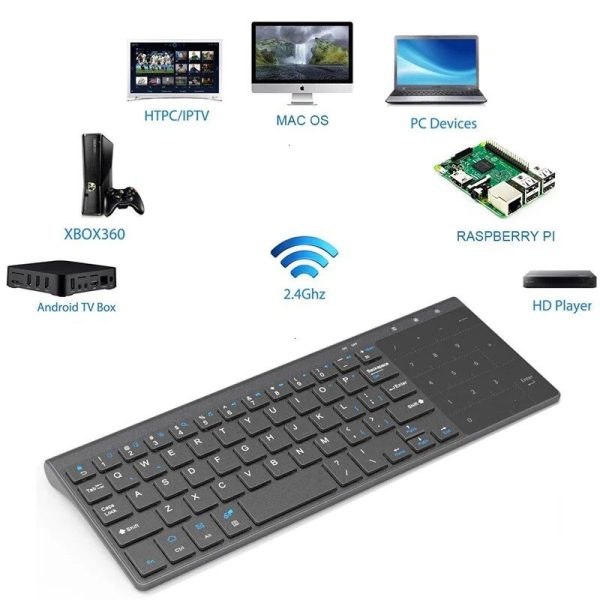 Compact Wireless Keyboard with Touchpad & Numeric Keypad for Multi-Device Control - Image 2