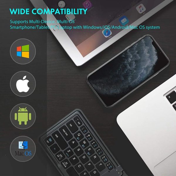 Compact Foldable Bluetooth Keyboard - Portable & Ergonomic for Multi-Device Use - Image 6