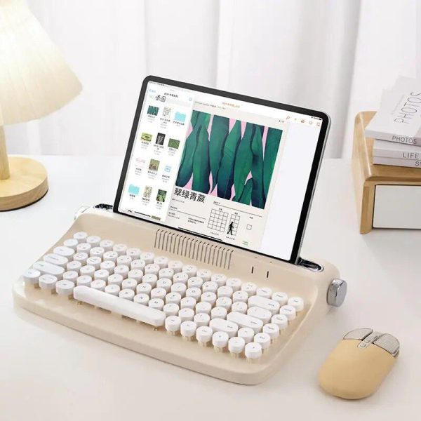 Retro Steampunk Wireless Keyboard and Mouse Combo - Bluetooth Mechanical Typewriter Keyboard for Home Office - Image 2