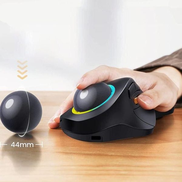 Wireless Bluetooth Ergonomic Trackball Mouse with RGB Backlight - Image 2