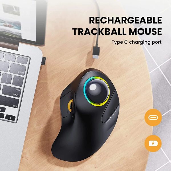 Wireless Bluetooth Ergonomic Trackball Mouse with RGB Backlight - Image 4