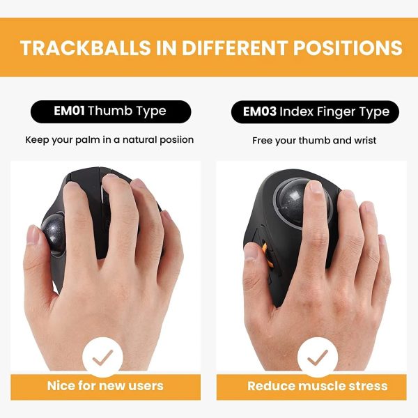 Wireless Bluetooth Ergonomic Trackball Mouse with RGB Backlight - Image 6