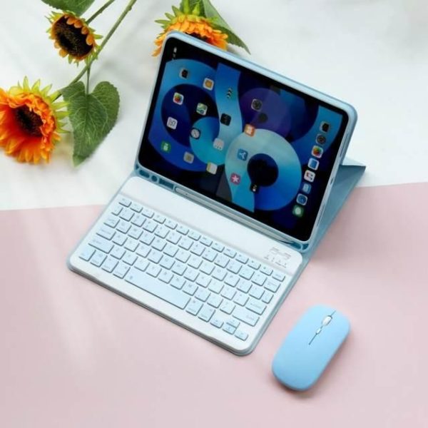 Wireless Bluetooth Keyboard with Magnetic Leather Case and Mouse