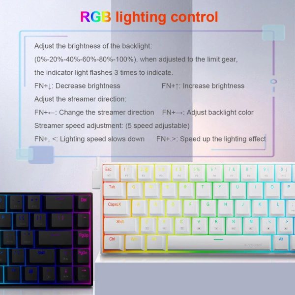 Compact RGB Mechanical Keyboard 68-Key - Multilingual Red Switch Gaming Keypad - Image 4