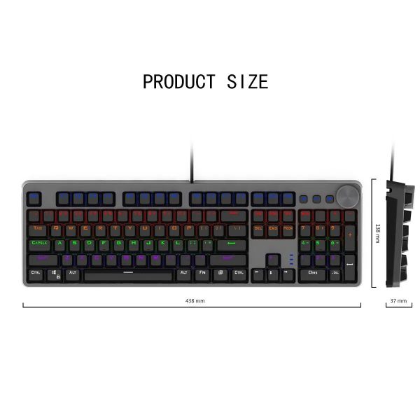 104-Key Wired Mechanical Gaming Keyboard with Multifunctional Knobs and Mixed Backlight - Image 6