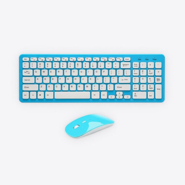 Blue Wireless Keyboard & Mouse