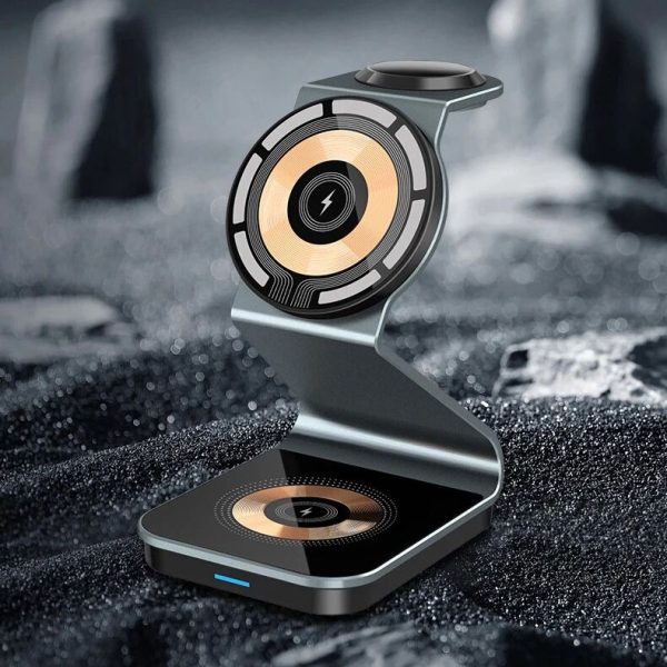 15W 3-in-1 Magnetic Wireless Charger Stand for iPhone, Apple Watch & AirPod