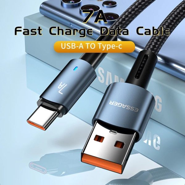 Essager 7A 100W USB Type C Cable 100W Fast Charging Wire For OPPO Oneplus Huawei P40 P30 Samsung Realme USB C Charger Data Cord - Image 4