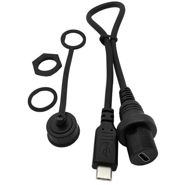 Waterproof Type-C USB Extension Cord - Panel Mount Connector 30cm - Image 3