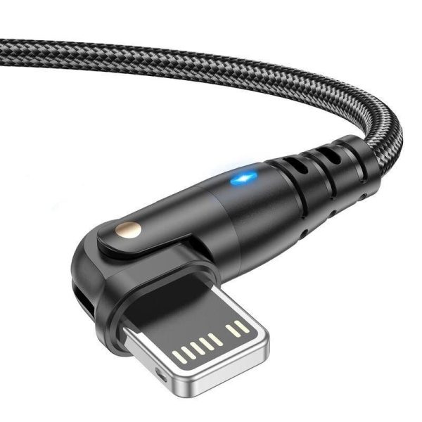 180° Rotating 3A USB-Lightning Cable with LED Indicator for Fast Charging and Data Transfer