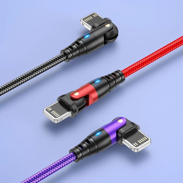 180° Rotating 3A USB-Lightning Cable with LED Indicator for Fast Charging and Data Transfer - Image 7