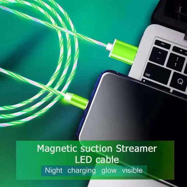 Magnetic Flow Luminous Lighting Charging Cable - Universal 1M/2M LED USB 3.1 Type-C Cord - Image 2