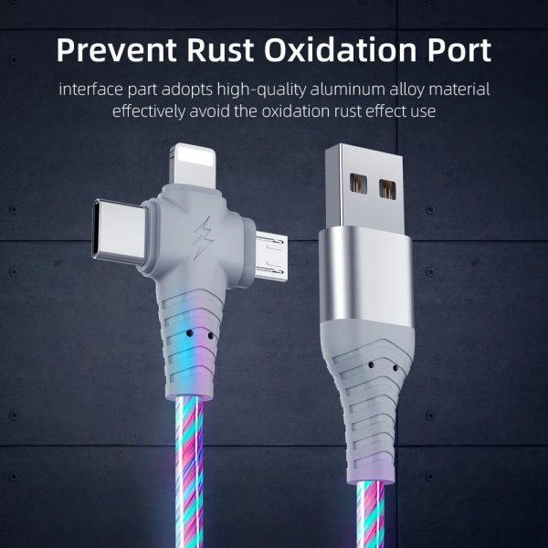 3-in-1 Luminous LED Flow USB Cable - Compatible with iPhone & Huawei Xiaomi (2m/1m) - Image 7