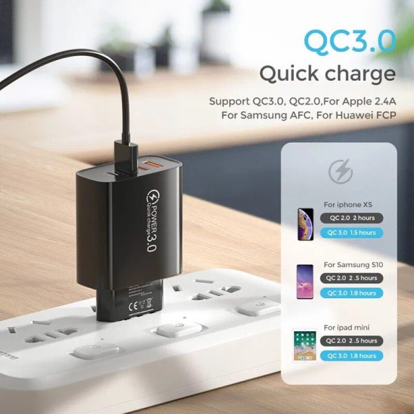 USB C Charger 60W Fast Charge Charger 4Ports PD TypeC Quick Charge3.0 Wall Power Adapter for iphone Xiaomi Samsung Phone Charger - Image 2