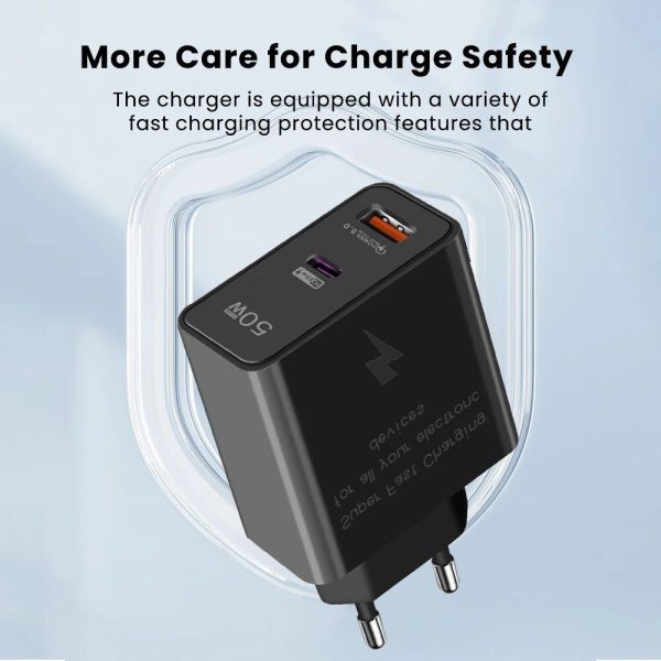 50W Dual-Port PD & QC3.0 LED Fast USB Charger for Smartphones - Image 5