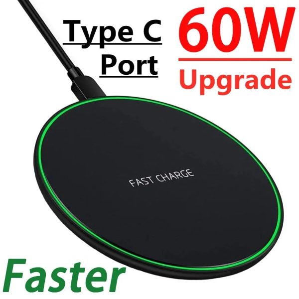 60W Fast Wireless Charging Pad for iPhone & Samsung – Sleek Design with LED Indicator - Image 2