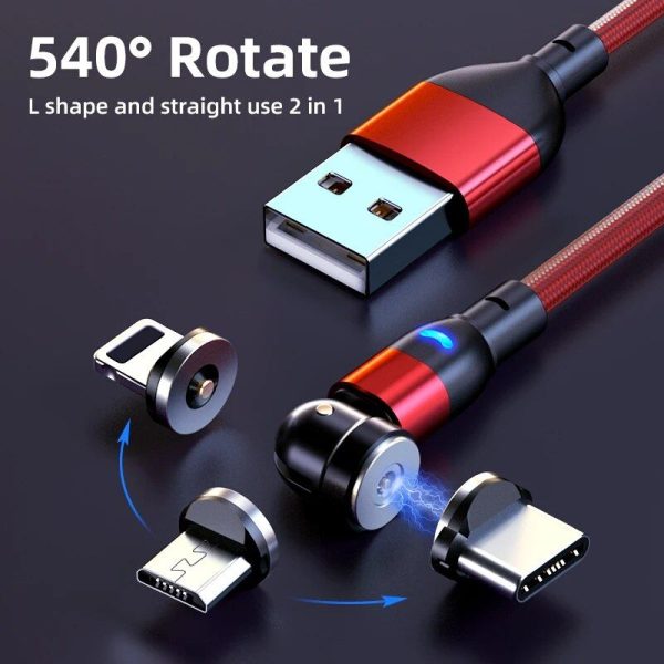 360° Rotating Universal Magnetic Fast-Charging Cable - LED Indicator - Image 3