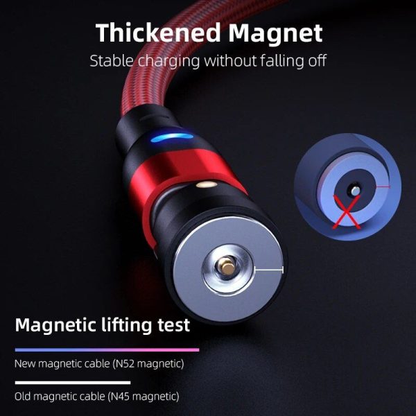 360° Rotating Universal Magnetic Fast-Charging Cable - LED Indicator - Image 4